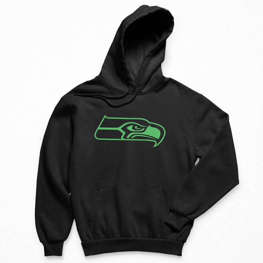 NEW Seattle Seahawks Team Color Pop Logo Fleece Pullover Hoodie BLACK